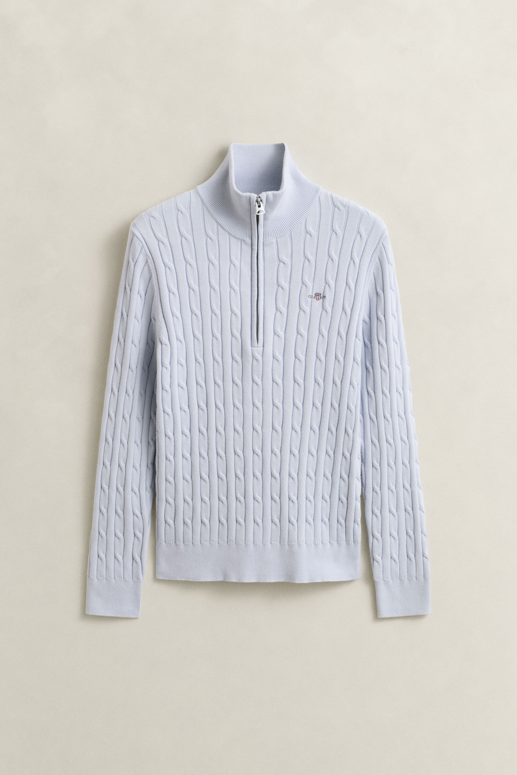 Gebreide kabeltrui met korte rits