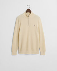 Katoenen Textured sweater met korte rits