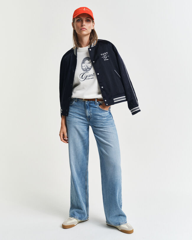 Graphic katoenen sweater met ronde hals