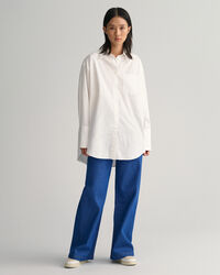 Oversized poplin overhemd met brede manchetten