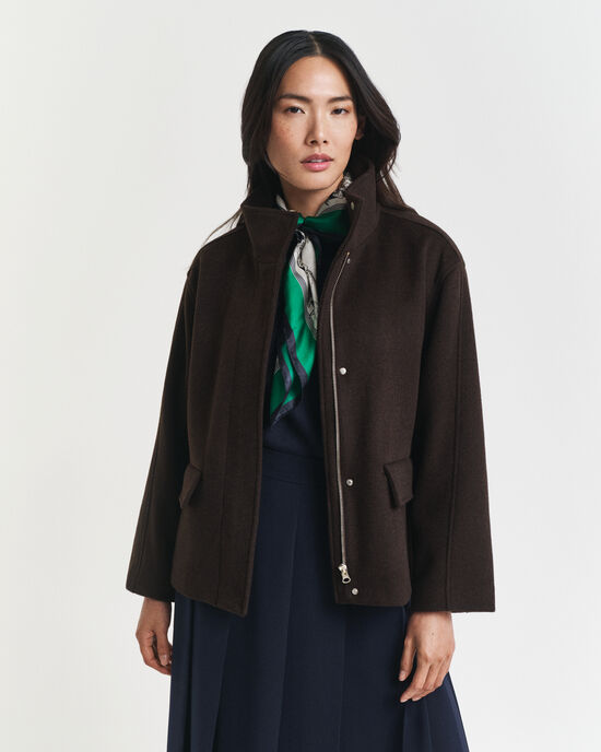 Kort wollen jack met rits