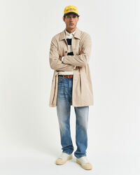 Katoenen gebreide kabeltrui met ronde hals en strepen