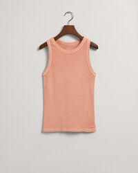 Sunfaded geribde tanktop met hoge hals