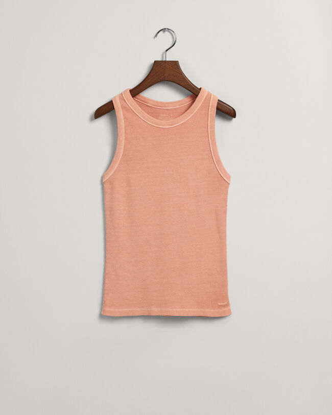 Sunfaded geribde tanktop met hoge hals
