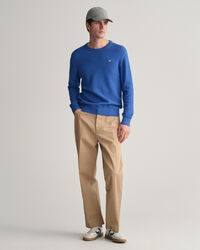 Structured trui met ronde hals van katoen