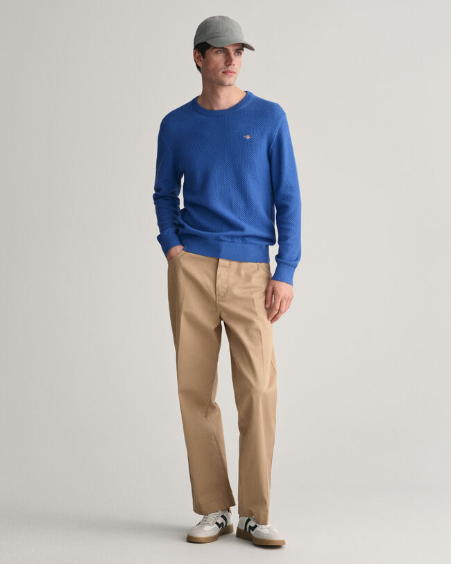 Structured trui met ronde hals van katoen