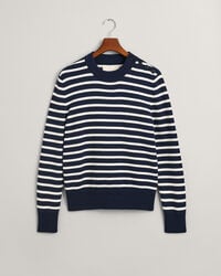 Breton Striped Shiny trui van katoen met ronde hals
