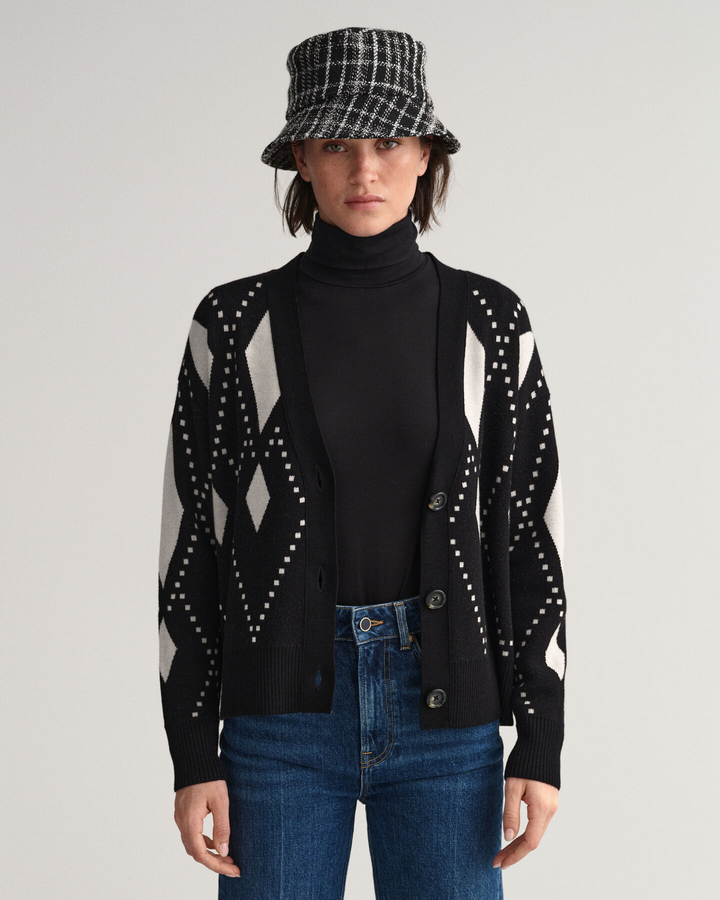 Argyle vest met V-hals