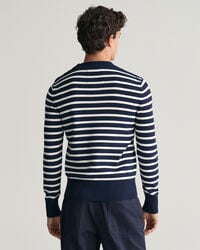 Breton Striped Shiny trui van katoen met ronde hals