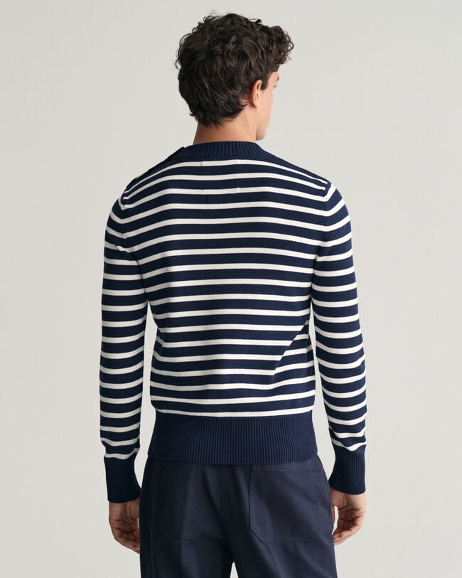 Breton Striped Shiny trui van katoen met ronde hals