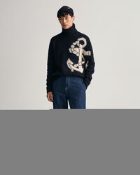 Relaxed fit jeans van katoen en linnen