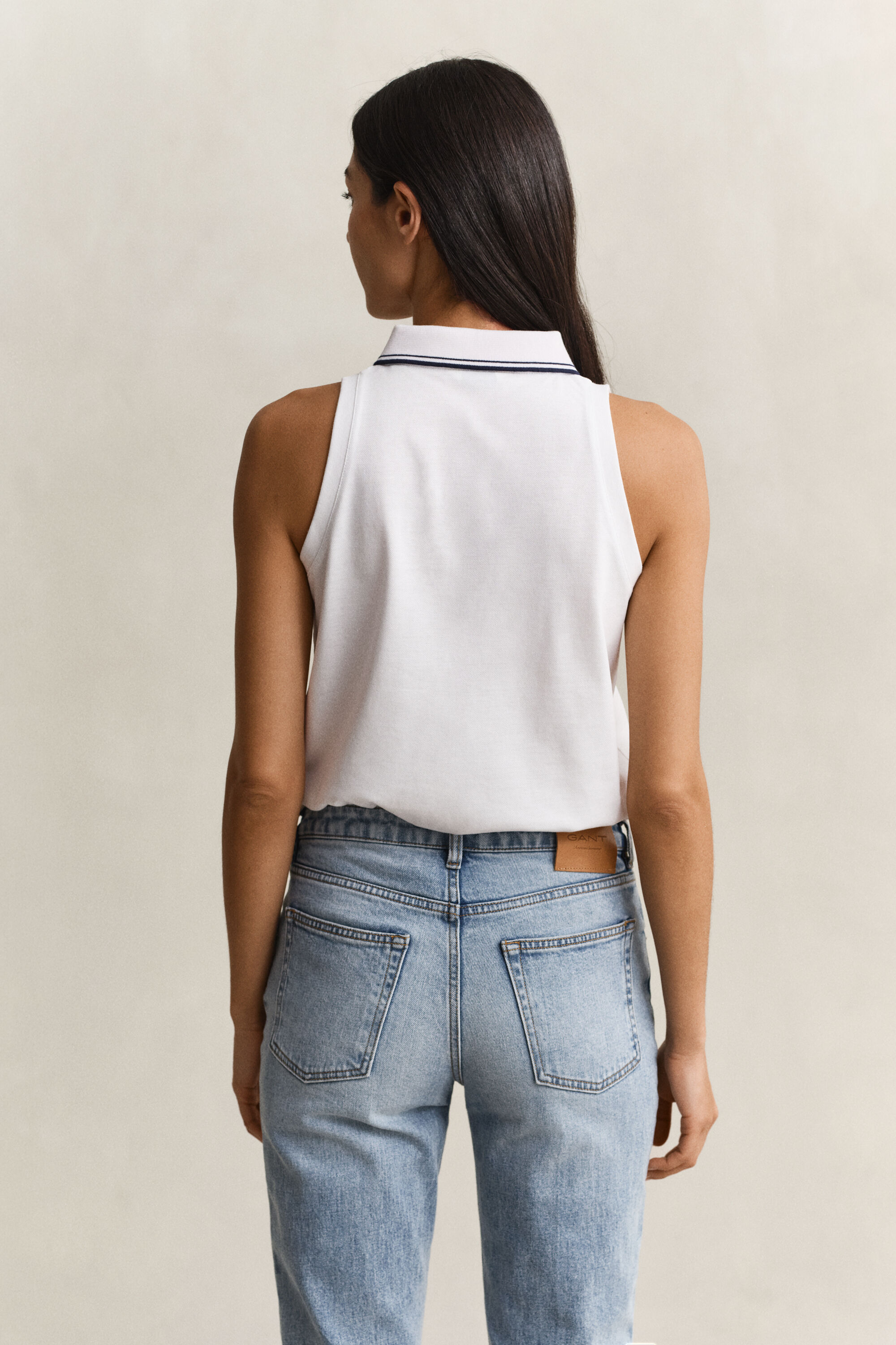 Mouwloos piqué poloshirt