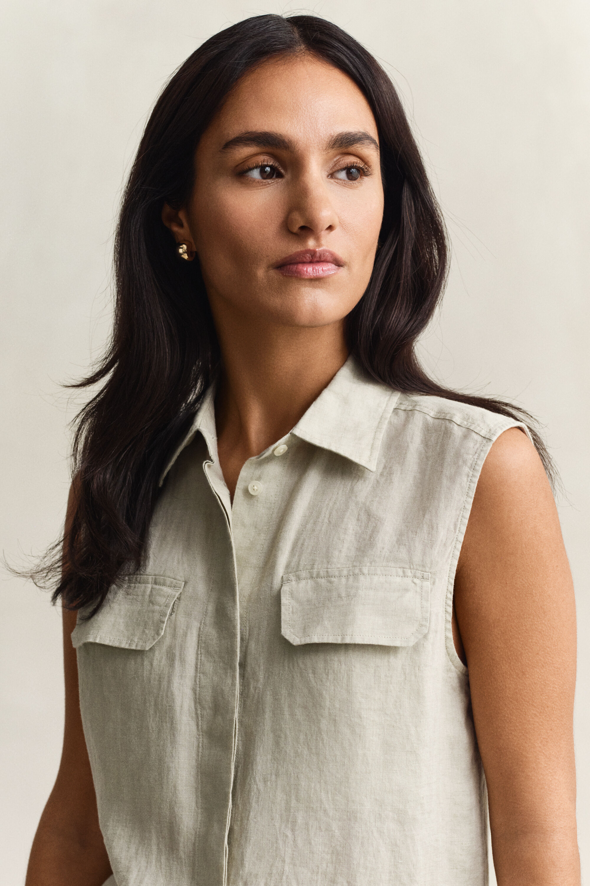 Mouwloze linnen blouse