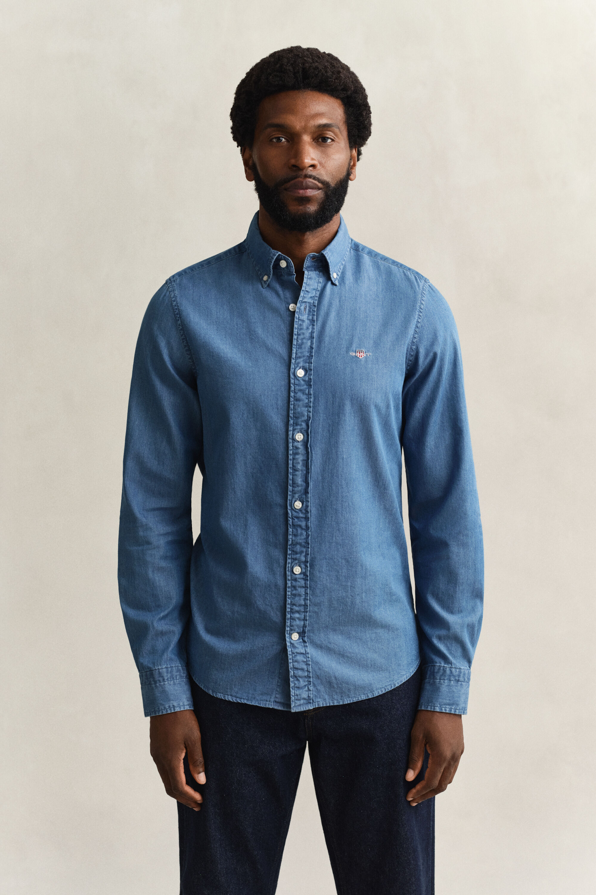 Slim Fit indigo overhemd