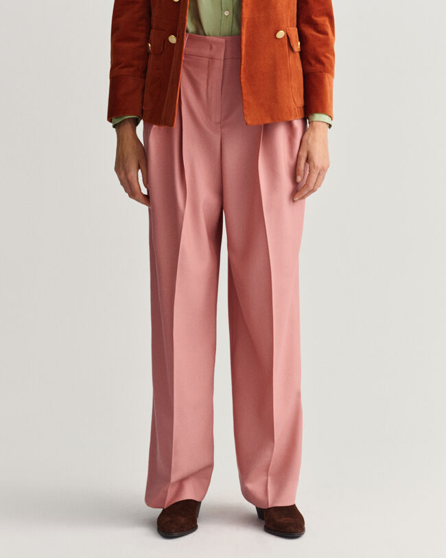 Wijde broek met hoge taille en plooien