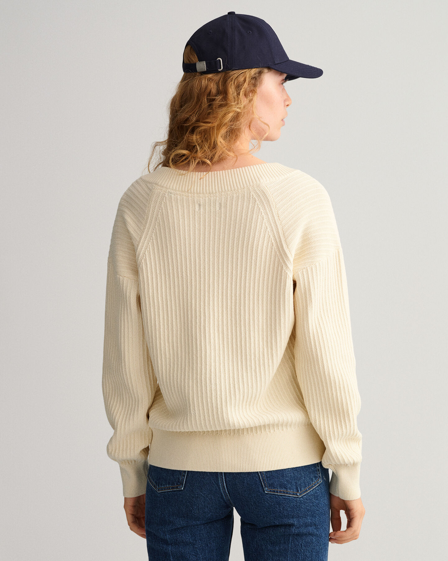Sweater met V-hals van ribkatoen