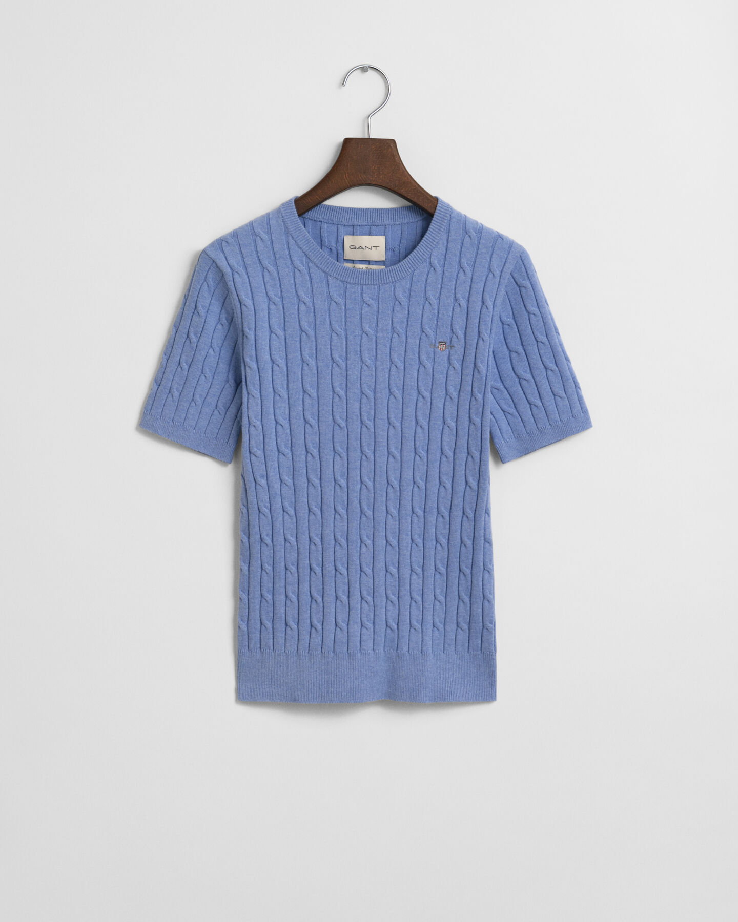 Gebreide kabeltrui van stretchkatoen