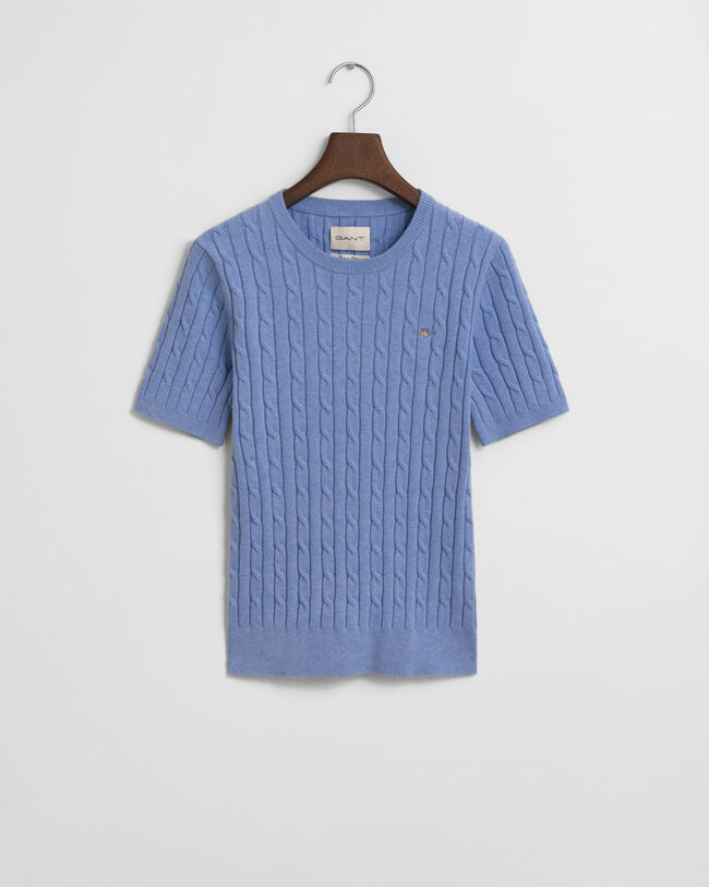 Gebreide kabeltrui van stretchkatoen