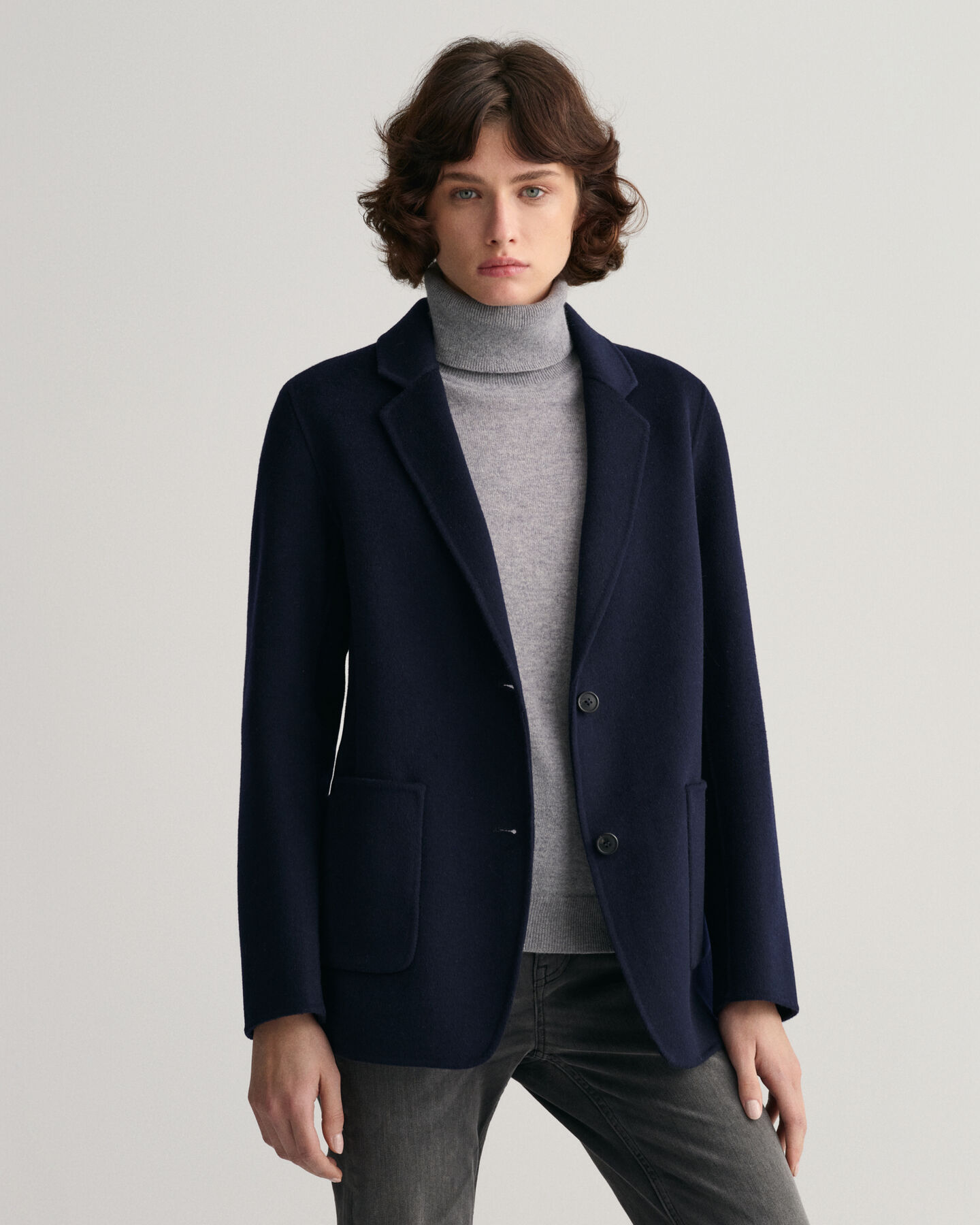 Met de hand gestikte rechte blazer