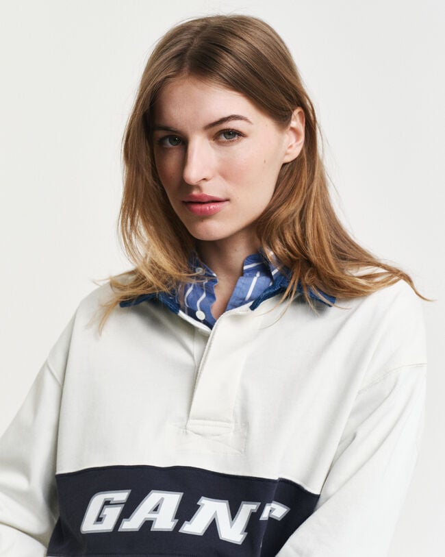 Heavy Rugger met denim kraag