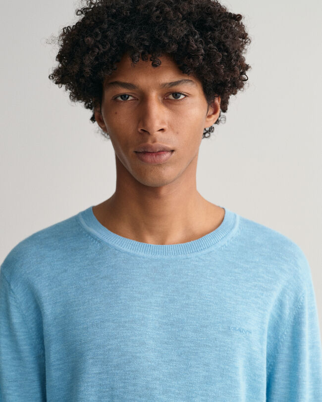 Sweater met ronde hals van katoen en linnen