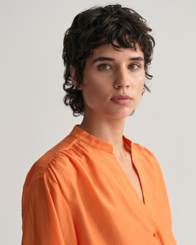 Relaxed Fit blouse van katoen en zijde