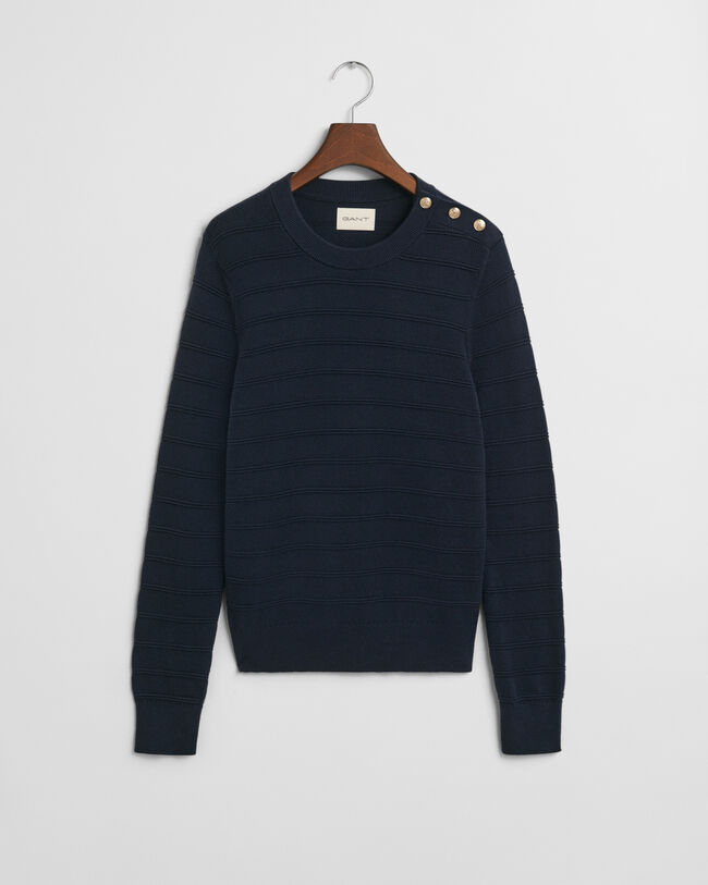 Katoenen Textured sweater met ronde hals