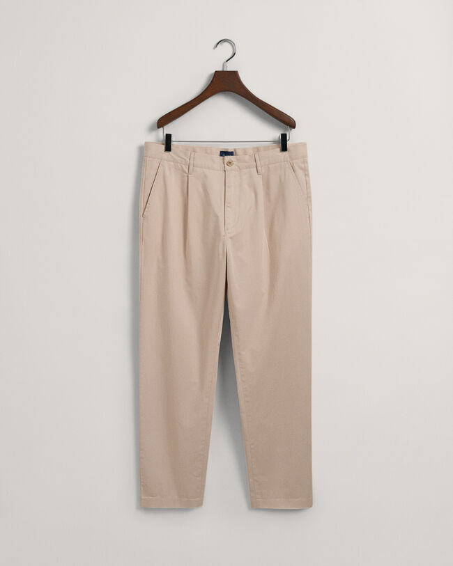 Slim Fit chino van keperstof met plooien