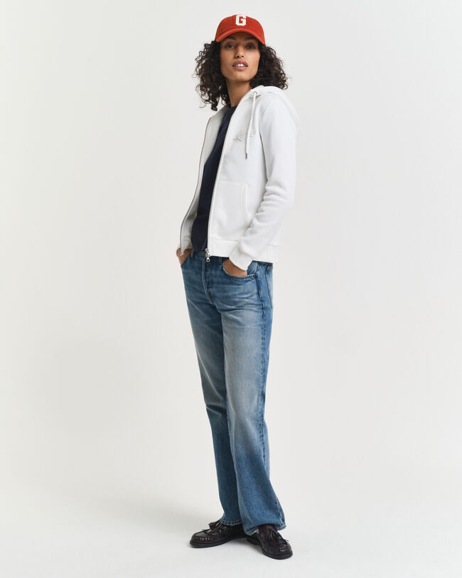 Tonal Shield hoodie met ritssluiting