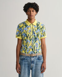 Iris-print piqu&eacute; poloshirt