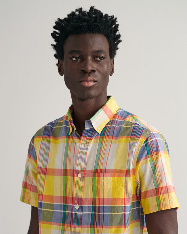 Regular Fit Madras overhemd met korte mouwen