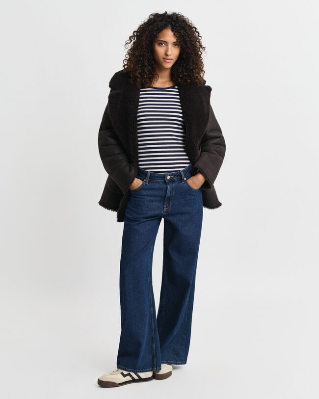 Gestreept ribshirt met lange mouwen