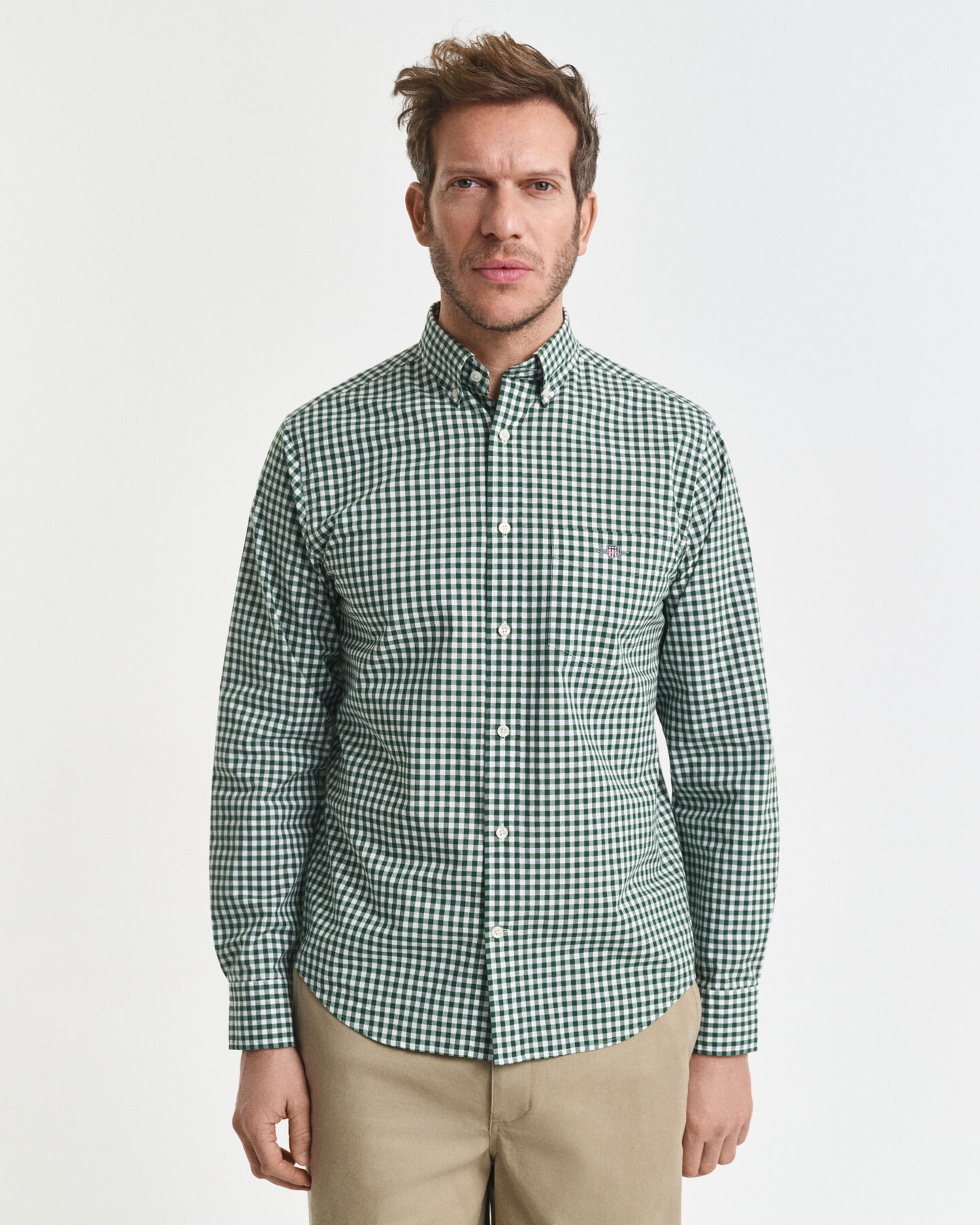 Regular Fit Classic overhemd met Gingham-ruitje van poplin