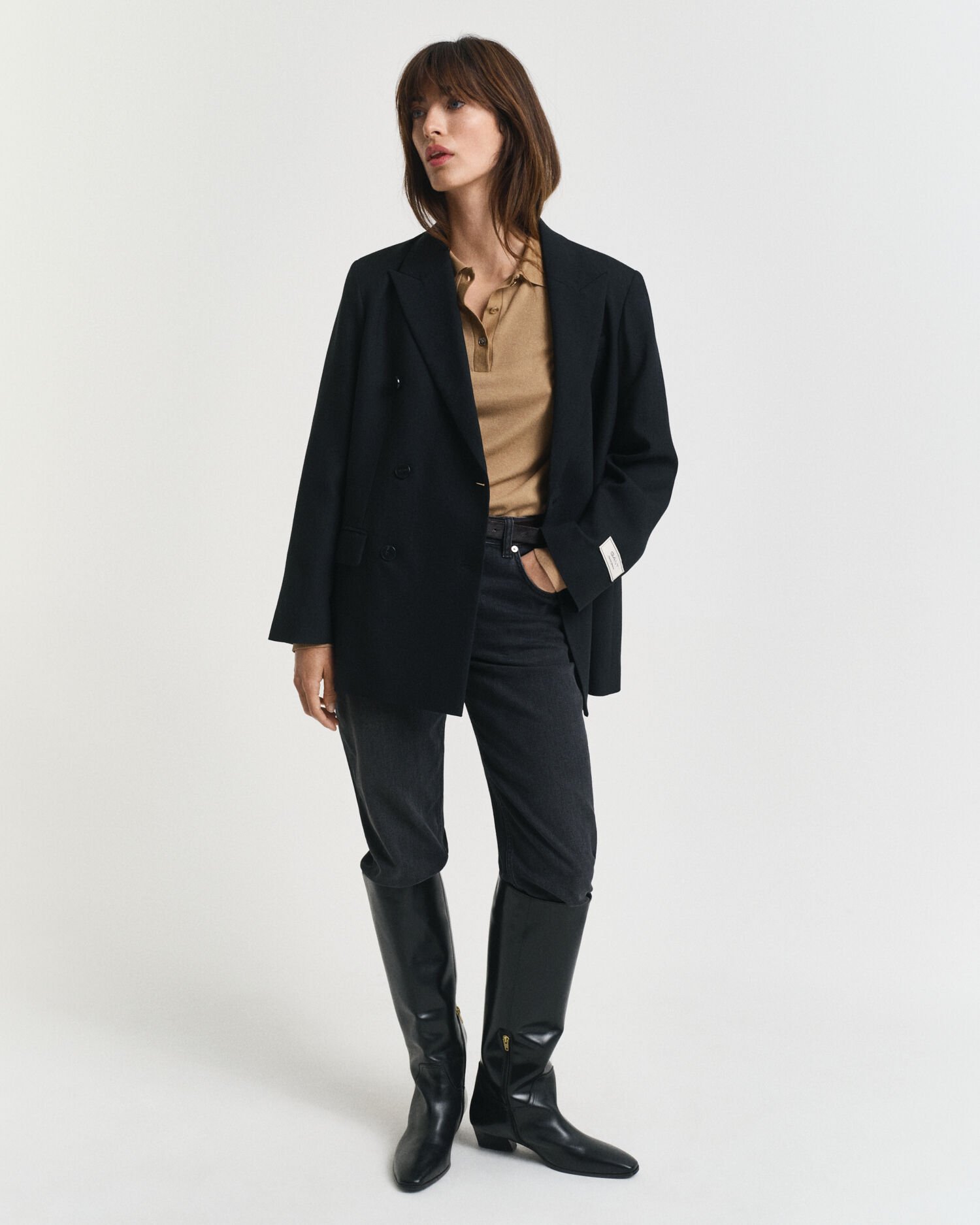 Seamless poloshirt met lange mouwen en knopen