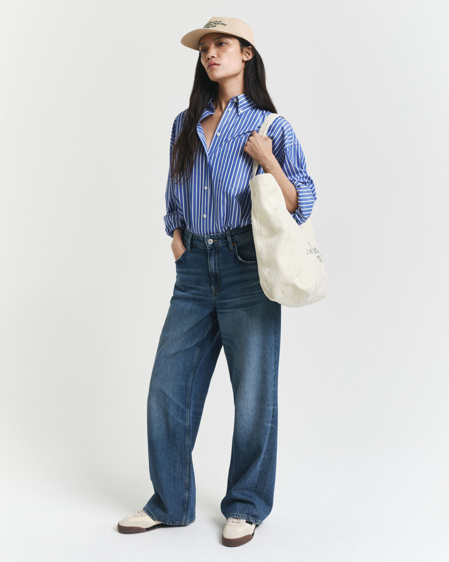 Oversized gestreept overhemd van poplin