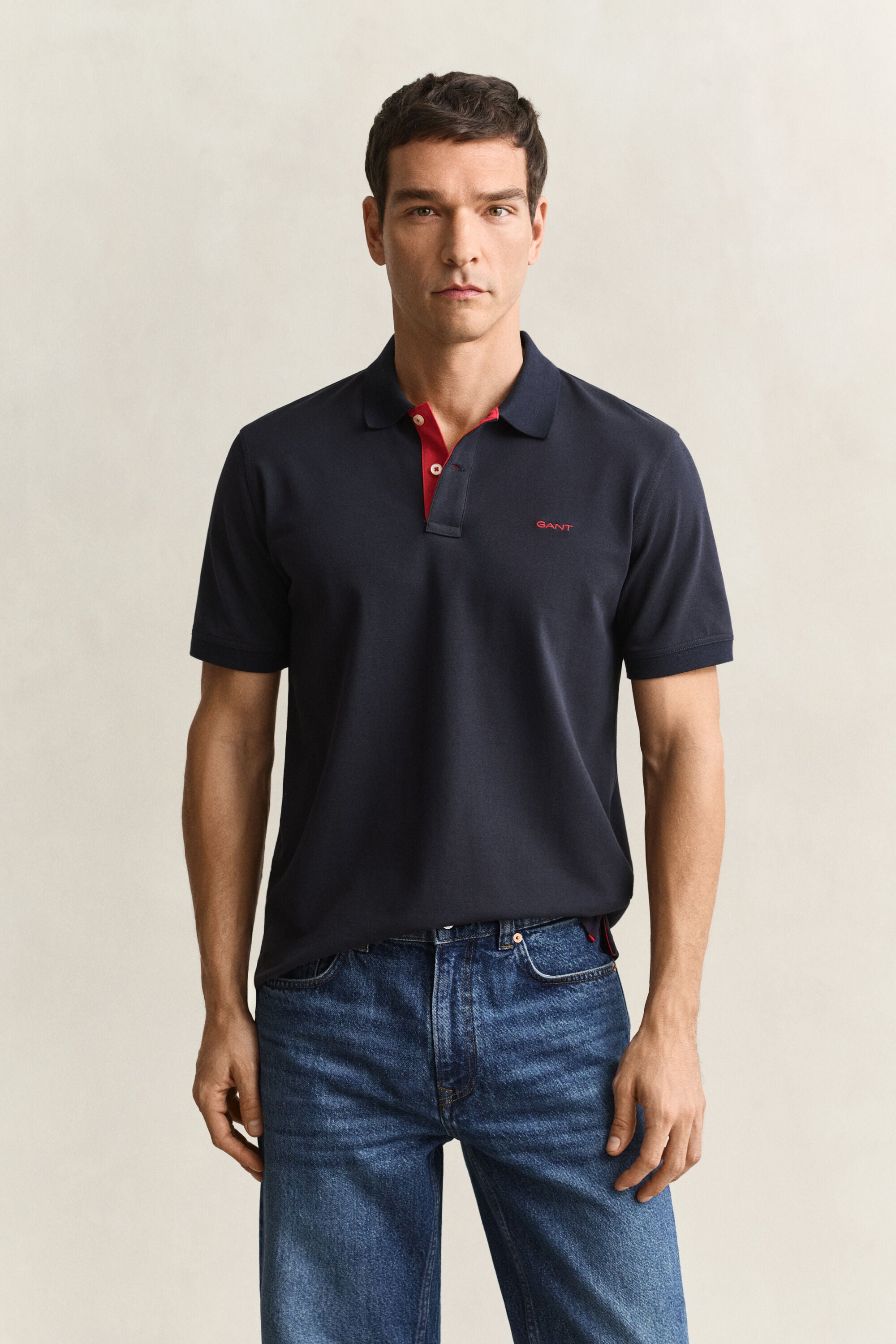 Piqué poloshirt met contrasterend detail