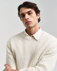 Trui met ronde hals van geribde alpacawolmix