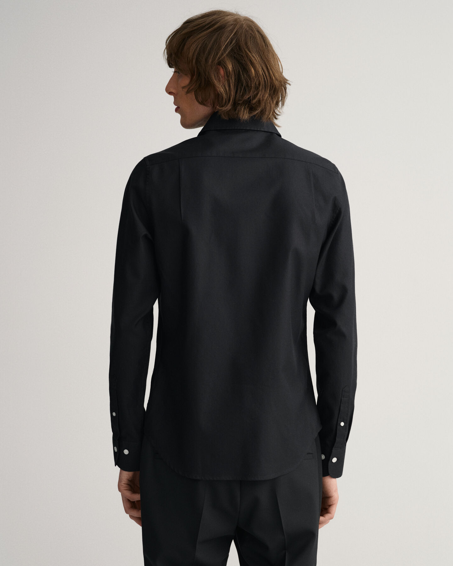 Slim Fit effen overhemd van keperstof