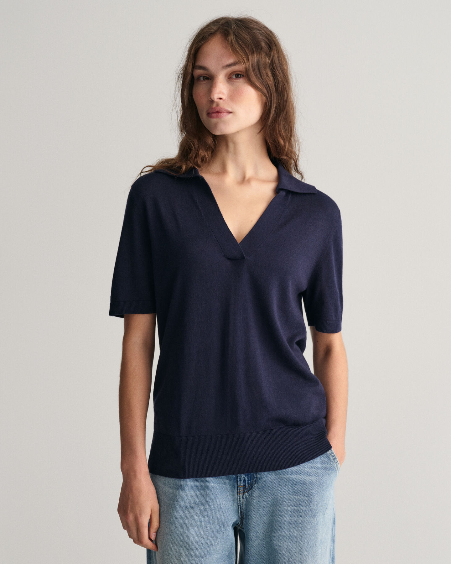 Fijngebreide Rugger met korte mouwen