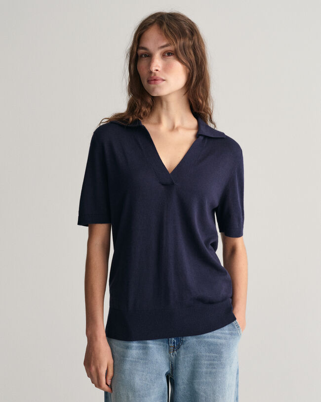 Fijngebreide Rugger met korte mouwen