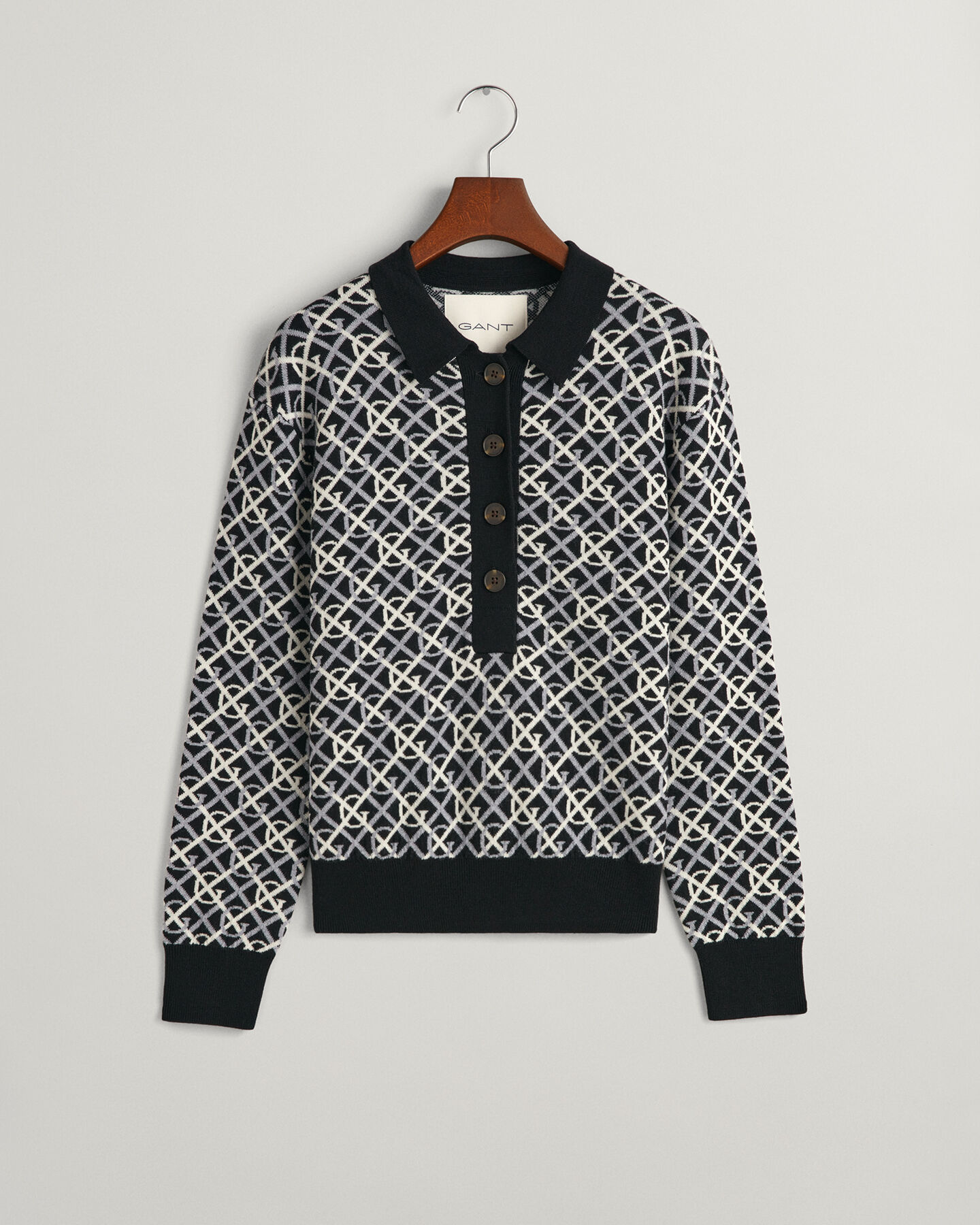 G Patterned jacquard-gebreide polosweater