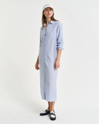 Seersucker jurk met ton sur ton streepje