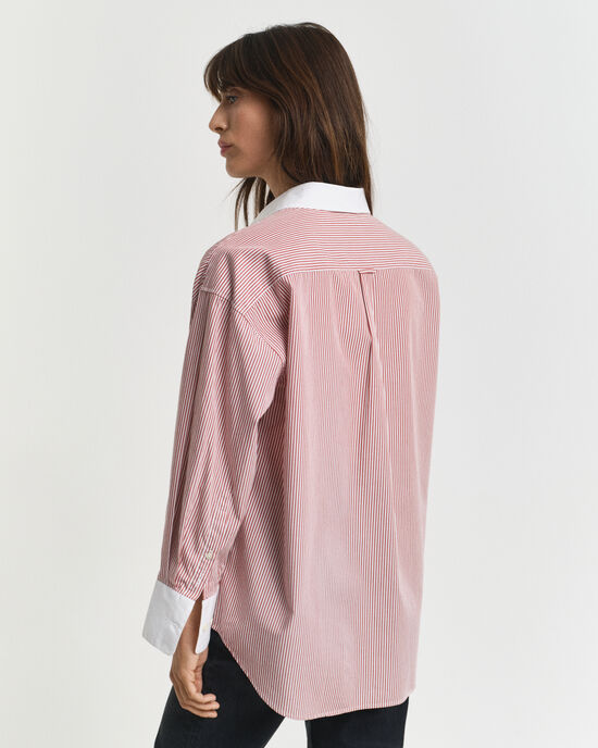 Oversized gestreept overhemd met contrasterende kraag en strepen