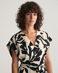 Palm Print jurk met korte mouwen