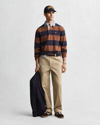 Gestreepte Heavy Rugger met chambray kraag