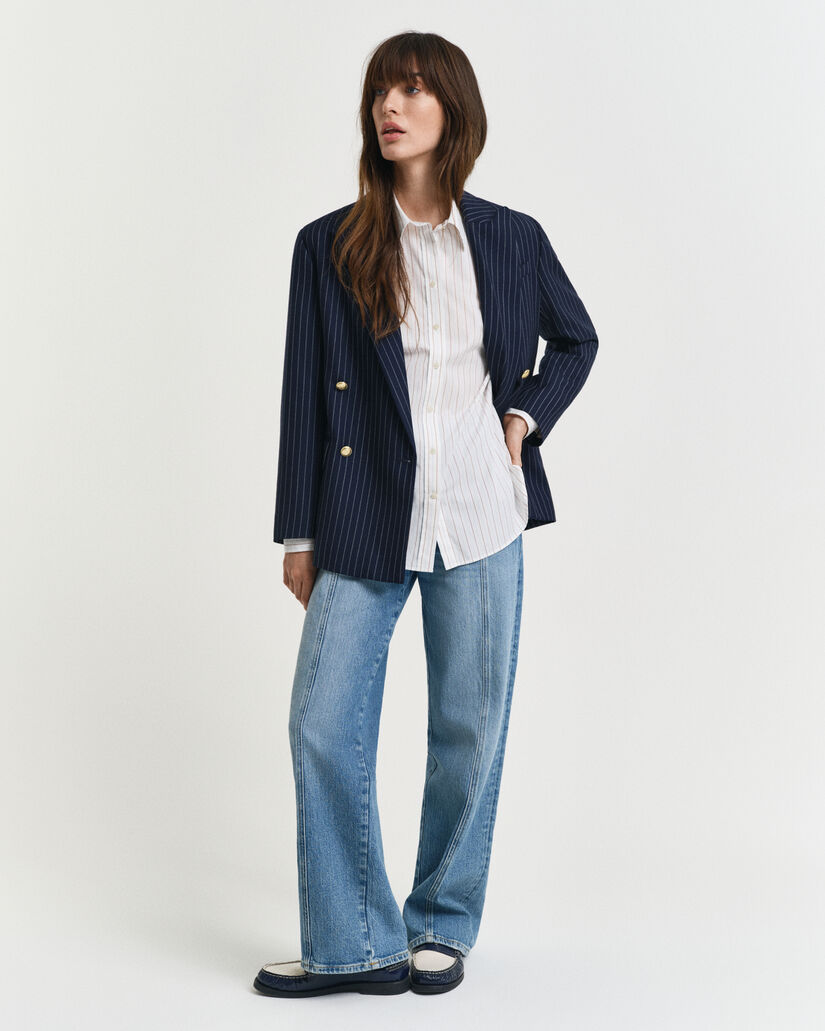 Relaxed Fit gestreept overhemd met volumineuze mouwen