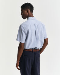 Regular Fit gestreept seersucker overhemd met korte mouwen