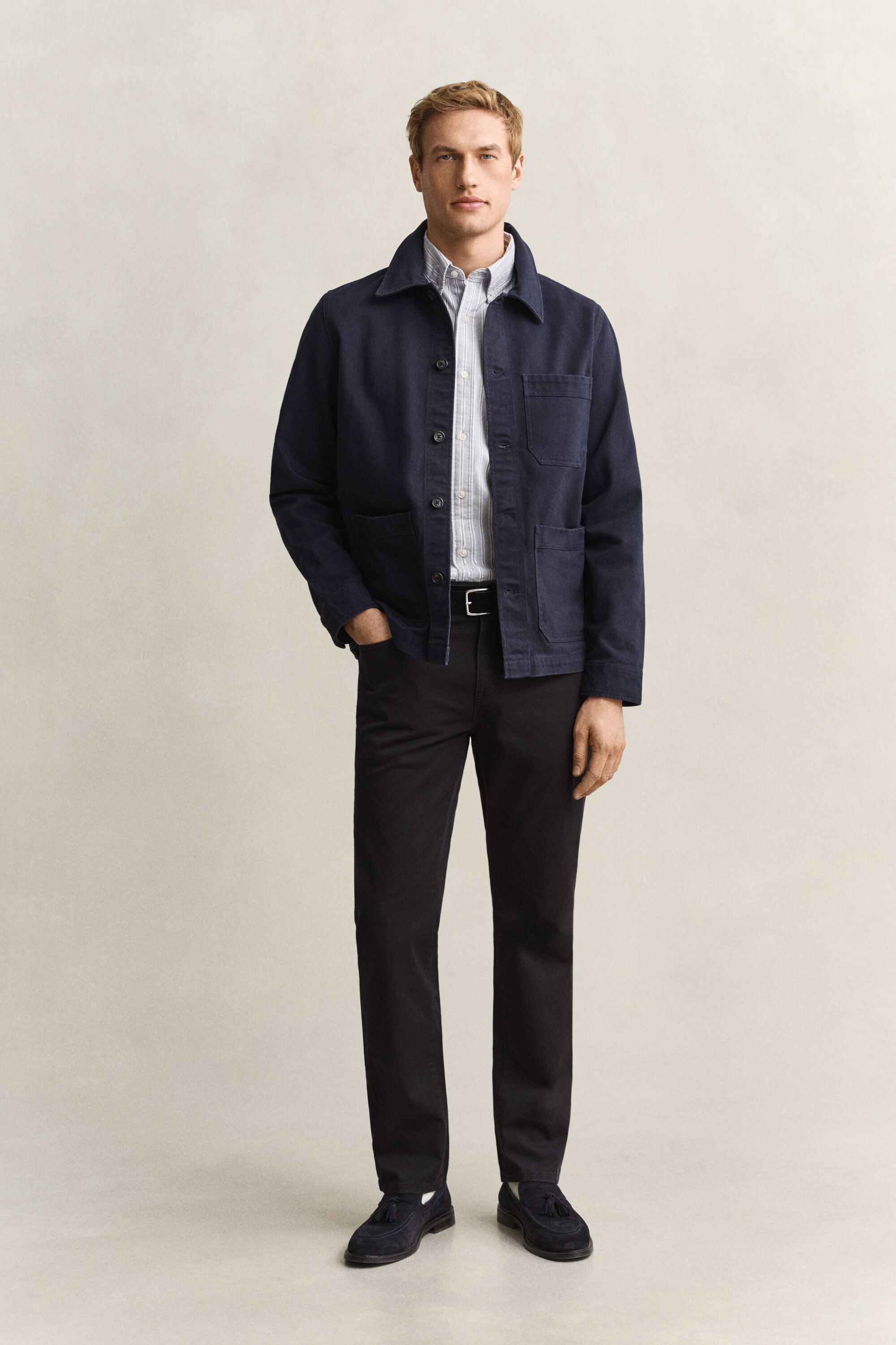 Overshirt van geborstelde keper