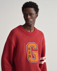 Oversized Letterman trui met ronde hals