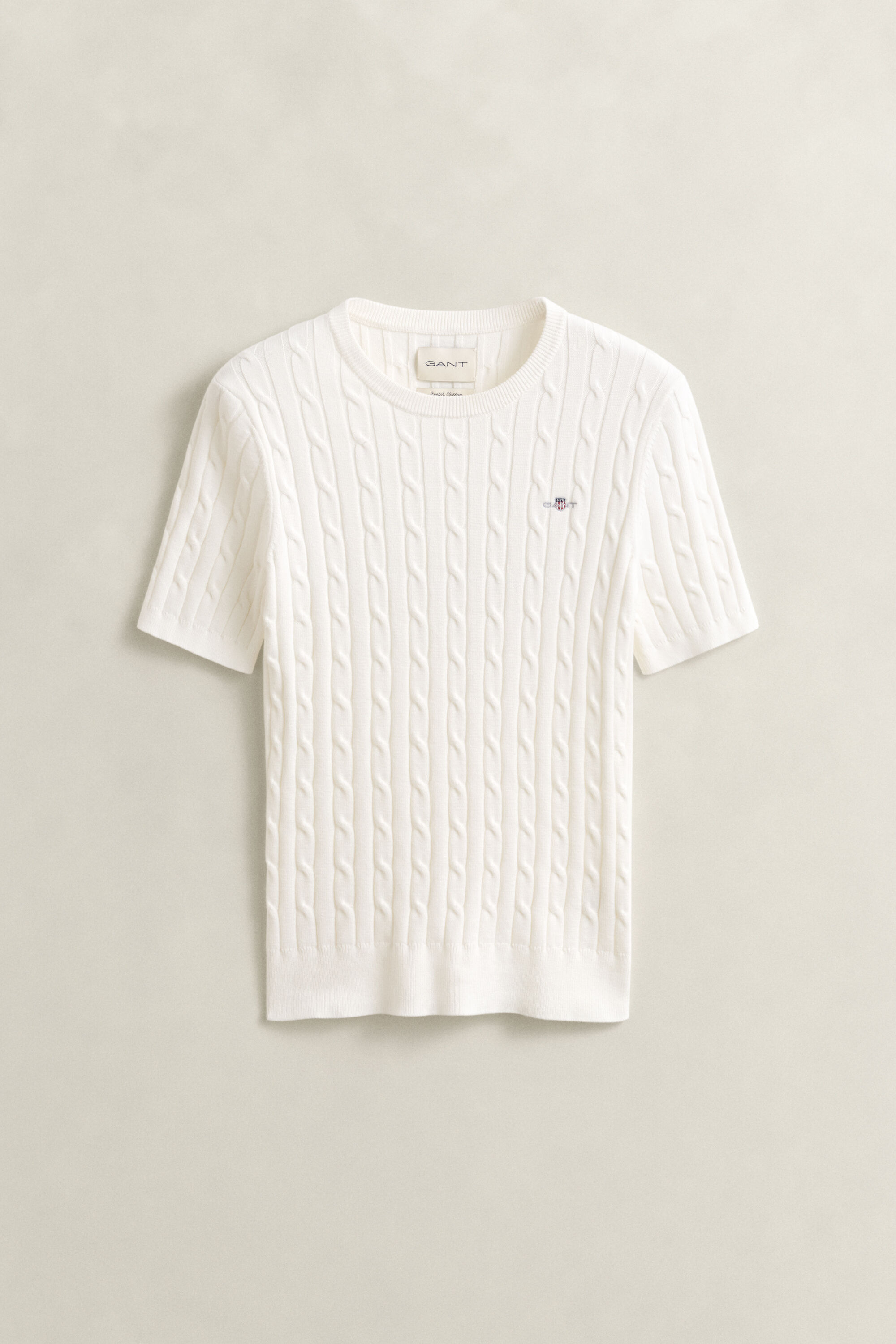 Gebreide kabeltrui met korte mouwen